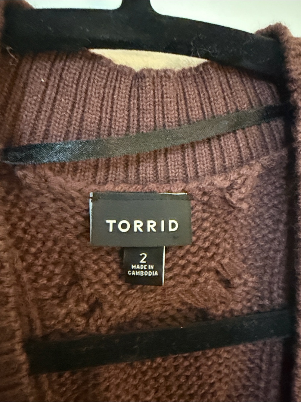Torrid Chocolate Brown Cable Knit Button-Front Cardigan Sweater - Picture 4 of 4